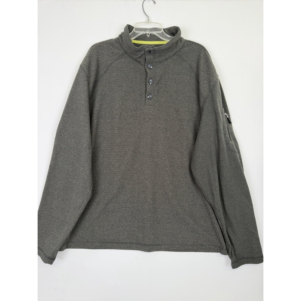 Magellan 3XL mens long sleeve pullover hidden zip pocket button loose Fit
